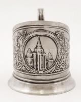 New York, Empire State Buildinget ábrázoló ezüstözött alpakka  teáspohár tartó /  New York silver te...