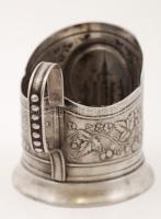 New York, Empire State Buildinget ábrázoló ezüstözött alpakka  teáspohár tartó /  New York silver te...