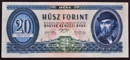 1947. 20Ft T:III Hungary 1947. 20 Forint C:F Adamo F9