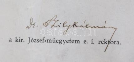 1928 A Magyar Királyi József-Műegyetem építészi oklevele Szily Kálmán rektor és Oltay Károly dékán a...