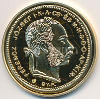 DN "Magyar aranypénzek utánveretben - 1870GYF 8Ft/20Fr Ferenc József " aranyozott Ag emlékérem (5.5g/0.999/25mm) T:PP