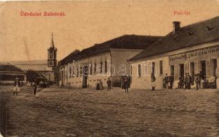 Zsibó, Piactér, a Merza testvérek üzlete. Saját kiadásuk / market place with shop (EK)