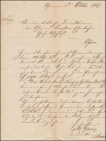 1867 Ganz Ábrahám (1814-1867) néhány hónappal az öngyilkossága előtt írt német nyelvű levele a Budai...