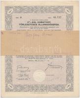 Budapest 1942. "A Magyar Királyság 3%-kal Kamatozó Törlesztéses Államadóssága" kötvény 1000P-ről, szelvényekkel és szárazpecséttel T:II