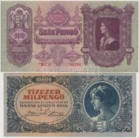 1930. 100P + 1936. 10P (2x), egyik színhiánnyal és sorozatszám előtt csillaggal + 1946. 10.000MP T:I,II