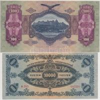 1930. 100P + 1936. 10P (2x), egyik színhiánnyal és sorozatszám előtt csillaggal + 1946. 10.000MP T:I...