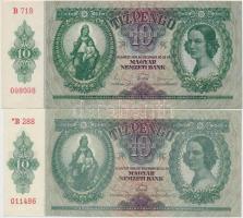 1930. 100P + 1936. 10P (2x), egyik színhiánnyal és sorozatszám előtt csillaggal + 1946. 10.000MP T:I...