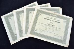 Budapest 1927. "Gróf Csáky László Ajax-Acélművek Részvénytársaság" ideiglenes elismervénye 1/6 teljesen befizetett részvényről (4x) T: III,III-
