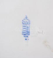 Tatai antik süteményes tányér, kézzel festett, jelzett, kopás nyomokkal, d:19 cm