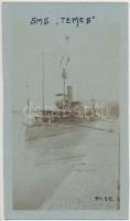 1914 SMS Temes monitor típusú hajó, a Császári és Királyi Haditengerészet kötelékébe tartozott, fotó, 12x7cm