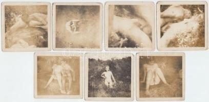 cca 1940 Régi pornó fotók, 7db, 6x6cm