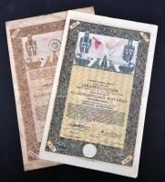 Budapest 1915-1916. "A Magyar Korona Országai 6%-kal kamatozó járadékkölcsön" államadóssági kötvény 100K-ról és 5000K-ról szárazpecséttel és bélyegzéssel T:III egyik papírja ázott