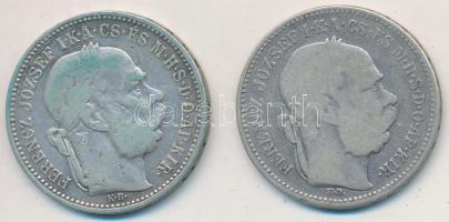 1893KB-1895KB 1K Ag "Ferenc József" (2x) T:2-,3 patina