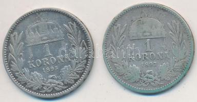 1893KB-1895KB 1K Ag "Ferenc József" (2x) T:2-,3 patina