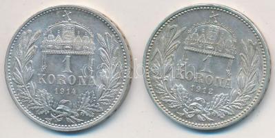 1912KB-1914KB 1K Ag "Ferenc József" (2x) T:2