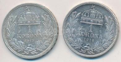 1915KB-1916KB 1K Ag "Ferenc József" (2x) T:2