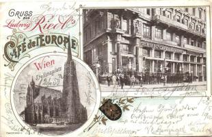 Vienna, Wien; Gruss aus Ludwig Riedl's Café del'Europe litho