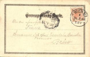 Vienna, Wien; Gruss aus Ludwig Riedl's Café del'Europe litho