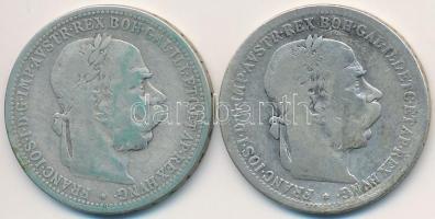 Ausztria 1895-1899. 1K Ag "Ferenc József" (2x) T:2-,3 patina Austria 1895-1899. 1 Corona Ag "Franz Joseph" (2x) C:VF,F patina