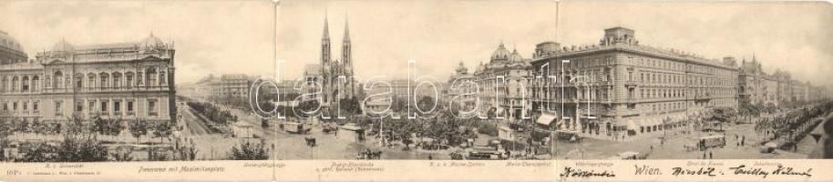 Vienna, Wien; Panorama mit Maximilianplatz / 3 tile panoramacard