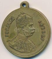 1896. "I. Ferencz József / Millenniumi emlék" fém emlékérem füllel (29,5mm) T:2,2- ph.
