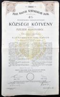 Budapest 1910. "Pesti Magyar Kereskedelmi Bank 4 1/2%-os Községi Kötvénye" 10.000K-ról szárazpecséttel T:II-