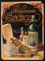 Parfumerie Brázay litho plakát, törésekkel, sarkain kis sérüléssel, 32,5×24,5 cm