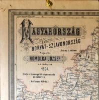1904 Magyarország és Horvát-Szlavónország térképe, rajz. Homolka József, 1:900000, Bp., Magyar Földr...