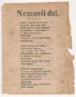 1848 Nemzeti dal. t. Széleken rongálódott, körbevágott, foltos. 17x23 cm KÉSÖBBI MÁSOLAT