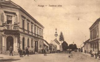Pozsega, Pozega; Trenkova ulica, Novogradiska stediona. Naklada Cecilje Bauer / street with savings bank, shops