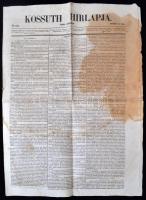 1848 Pest, Kossuth Hírlapja, a politikai napilap november  16-i száma pénz- és hadügyeket érintő hírekkel, Bajza József szerkesztésében folttal