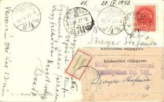 Veszprém, vár; a hátoldalon 'Kézbesítési előjegyzés' felülragasztással