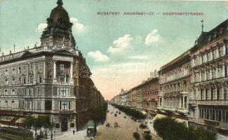 Budapest VI. Andrássy út, Weiner Mátyás üzlete, villamos