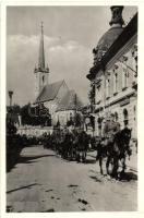 1940 Dés, Dej; a magyar csapatok bevonulása / entry of the Hungarian troops, 'Dés visszatért' So. Stpl.