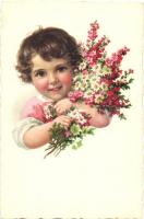 5 old, unused postcards, Children