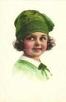 5 old, unused postcards, Children