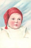 5 old, unused postcards, Children