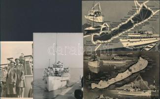 cca 1920-60 Hajók a Balatonon,  fotók, fotólapok, 8db , különböző méretben és minőségben