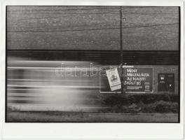 cca 1991 Péntek László: Villamos, feliratozott vintage fotóművészeti alkotás, 18x24 cm