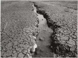 cca 1974 Szaák Tamás: Aszályos táj, feliratozott vintage fotóművészeti alkotás, 18x24 cm