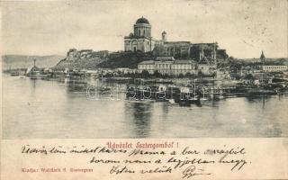 Esztergom, Bazilika, kikötő, hajó, kiadja Wallfisch S.