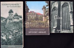 cca 1930-60 Vegyes csehszlovák turisztikai nyomtatványok, különböző méretben és minőségben, 7db