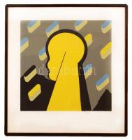 Deim Pál (1932- ): Bálvány. Szitanyomat, papír,  jelzett, üvegezett keretben, 40×40 cm