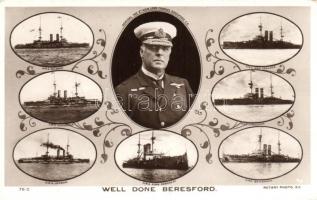 Well done Beresford; British Navy; HMS Bulwark, HMS Venerable, HMS London, HMS New Zealand, HMS Hindustan, HMS Britannia