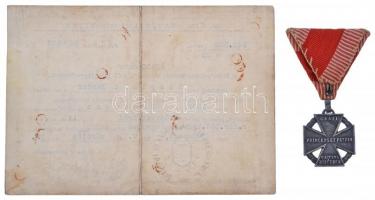 1917. "Károly-Csapatkereszt" cink kitüntetés mellszalaggal, a kitüntetés viselésére feljog...