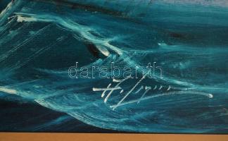 Olvashatatlan jelzéssel: Vitorlások, vegyes technika, farost, üvegezett keretben, 50×70 cm