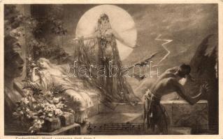 Zauberflöte, Mond, verstecke dich dazu / Erotic art postcard from The Magic Flute, B.K.W.I. 906/1.