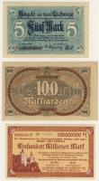 Német Birodalom 1919-1923. 5 klf szükségpénz Hanau 500.000M T:III/IV, Glauchan 100.000.000M T:II, Ne...