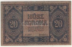 1919. augusztus 20. 20K előoldalon jobb felső saroknál festékfolt, hátoldalon egyenetlenül nyomott s...