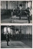 1942 Horthy Miklós kitüntetéseket ad át. M. kir. Honvéd Haditudósító Osztály két pecséttel jelzett felvétele. /  1942 Horthy giving out pledges. Two military press photos.18x12 cm